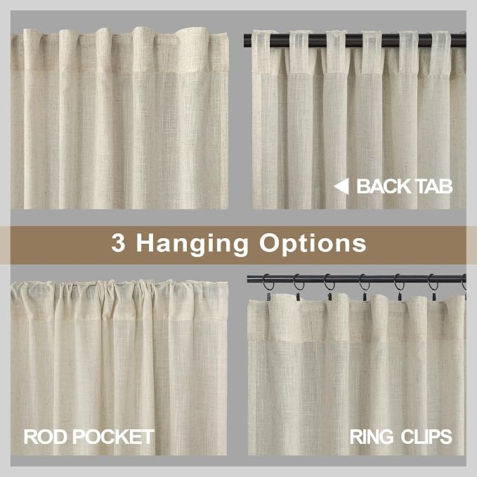 Pitalk Beige Curtains 54 Inch Length - Image 5