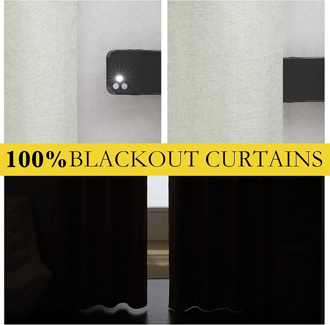 NICETOWN Full Blackout Sage Green Linen Curtains 102 inches Length - Image 2