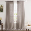 Brownish Grey Linen Curtains for Living Room 92 Inches Long Back Tab Light by Nanspring