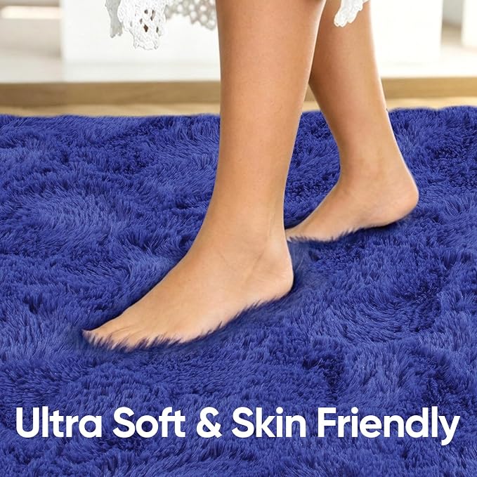 Noahas 9x12 Extra Large Royal Blue Fluffy Area Rug Non-Slip - Image 5