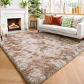 Amdrebio Beige Tan Furry Plush Area Rug 5x7 by Amdrebio