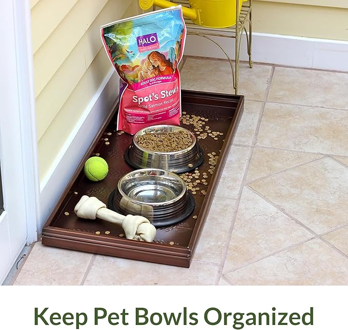 Good Directions Large Boot Tray, Pine Cones Multi-Purpose All Weather Decorative Boot Tray, Shoes, Plants, Garage, Patio Door, Pet Bowls, 35 inch Entry Indoor Shoe Tray, Copper Finish