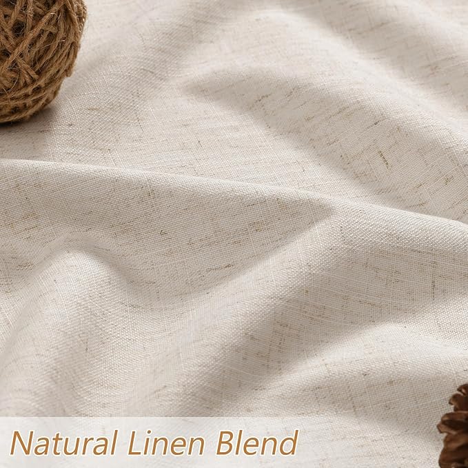 100% Blackout Linen Curtains 98 Inch Long by 52 Inch Wide 2 Panels Set - Image 3
