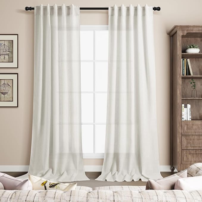Nanspring Cream Linen Curtains 102 inches Long - Image 6