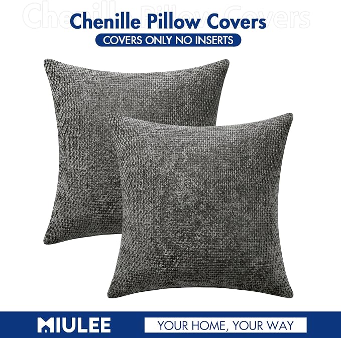 MIULEE Pack of 2 Couch Throw Pillow Covers 16x16 Inch Dark Gray Modern Boho - Image 7
