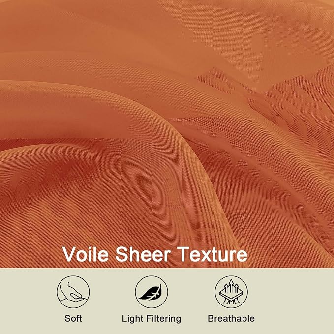 Orange Valances for Windows, Modern Solid Mini Small Window Curtains for Cafe - Image 3