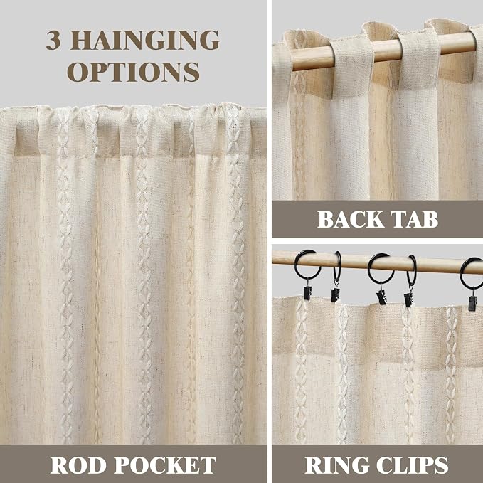 Boho Light Filtering Curtains 2 Panels 84 Inch - Image 5