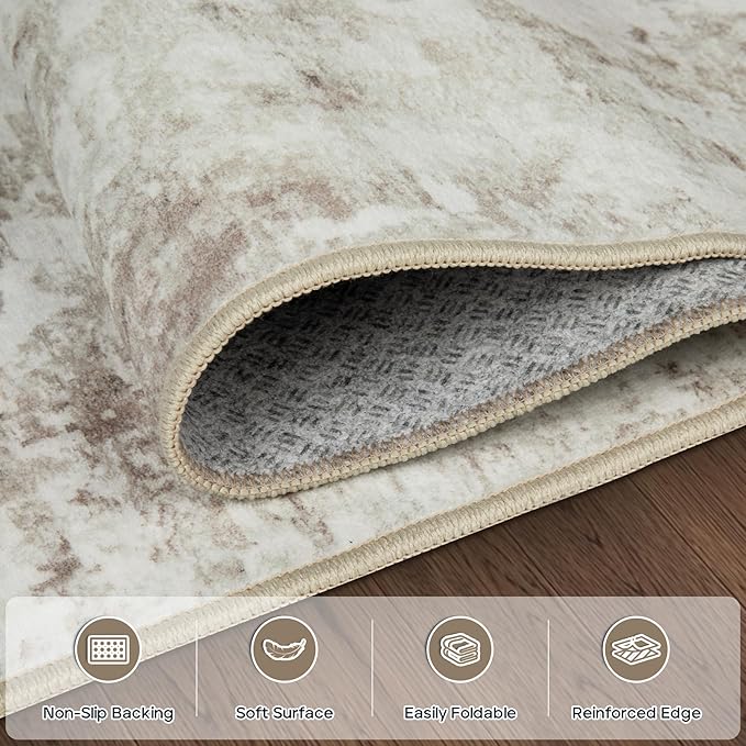 Aelenmu 10x14 Area Rugs for Living Room Dining Room Washable Beige | Soft - Image 4