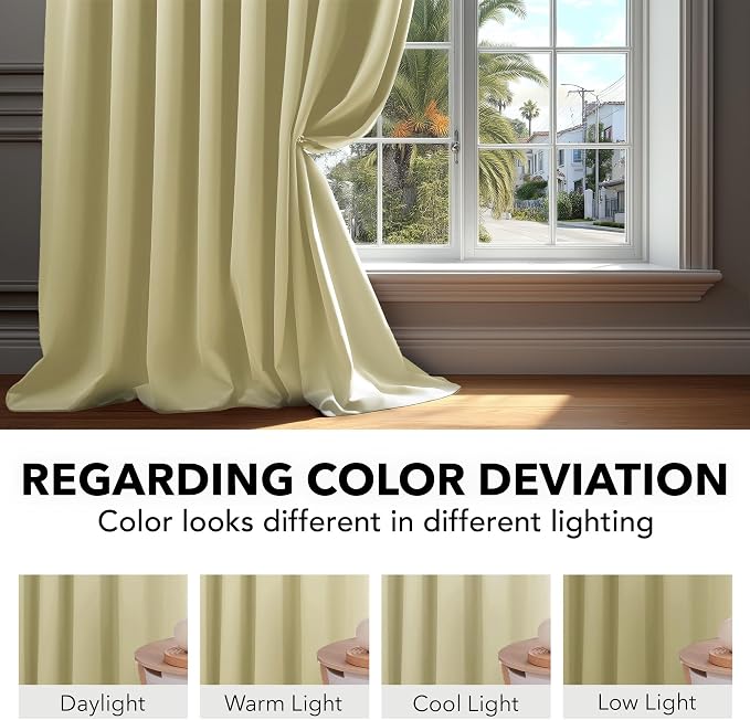Deconovo Blackout Curtains, Thermal Insulated, W70 x L95 2 Panels, Back Tab - Image 6