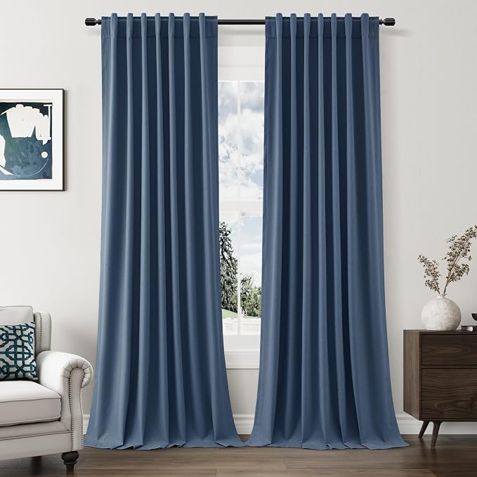 100% Blackout Curtains 102 Inch Length 2 Panels Set by Guken