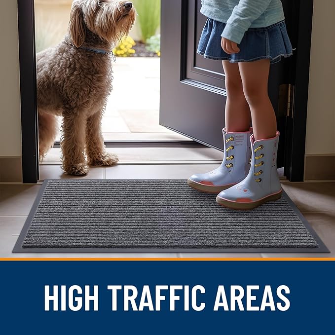 OLANLY Front Door Mat 47x23, Waterproof Heavy-Duty Indoor Outdoor Doormat | Grey - Image 7