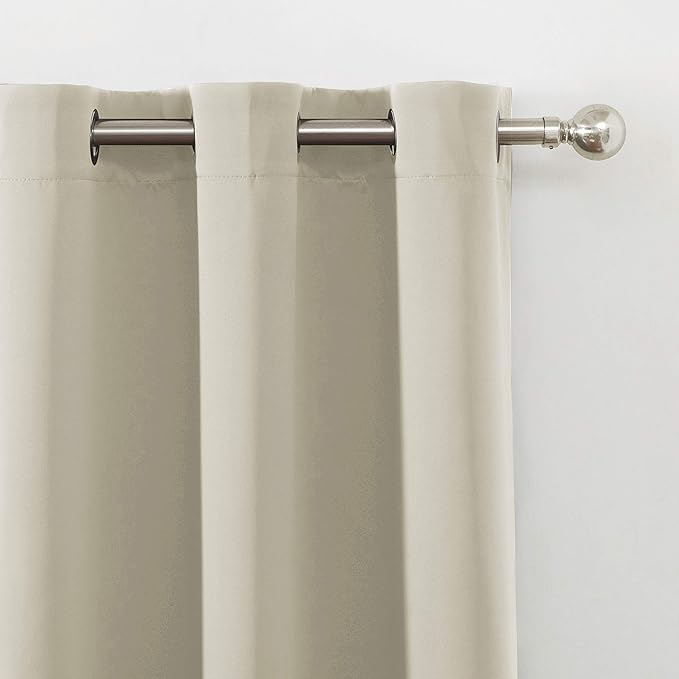 Light Beige Blackout Curtains 52 x 84 Inch Long Beige Curtains Set of 2 Panels - Image 8
