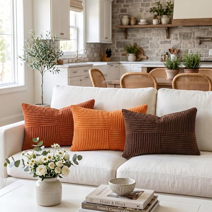 Fancy Homi 2 Packs Orange Lumbar Decorative Throw Pillow Covers 16x26 Inch - Image 2