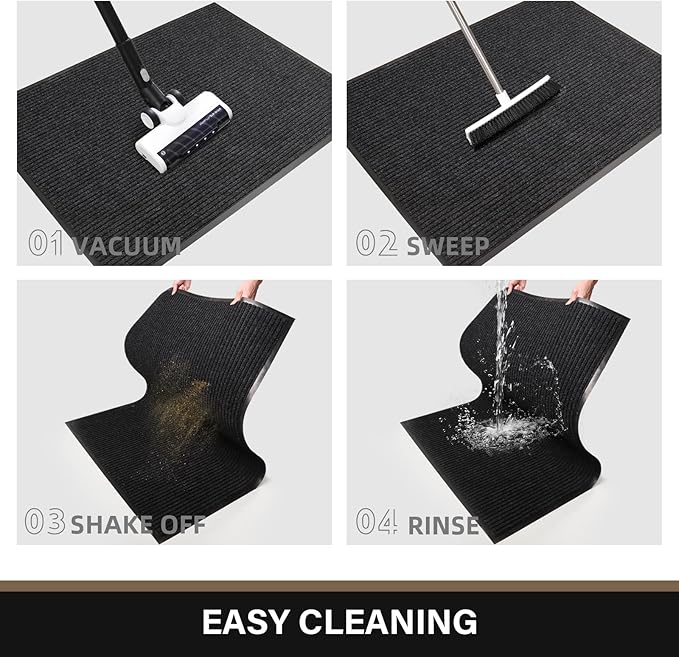 Large Front Door Mat, 48" x 36" Durable Front Doormat, Heavy Duty Large Welcome Door Matt for Home Entrance, No Slip Rubber Low Profile Door Mats for High Traffic Area