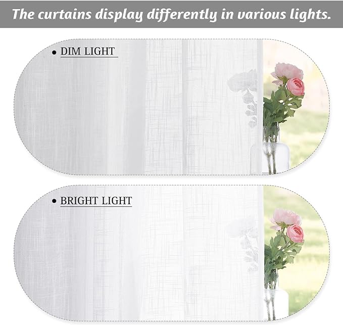 RYB HOME Kitchen Curtains 36 Inch Length, Light Filtering Ties Half Drapes - Image 3