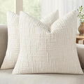 MIULEE Chenille Textured Euro Pillow Covers Cream White 24x24 Set of 2 | Slubby by MIULEE