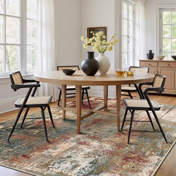Washable Area Rugs 8'x10' Non-Slip Modern Abstract Soft - Image 3