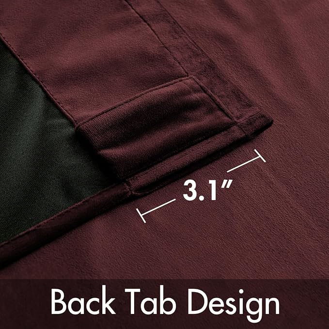 MIULEE Velvet Curtains 52x96 inches 2 Panels Ruby Wine Blackout Curtains | - Image 3