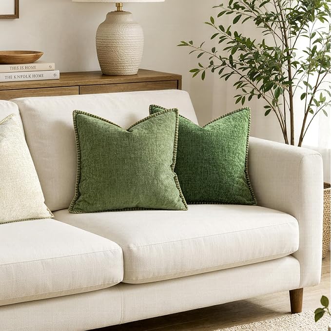 MIULEE Decorative Couch Throw Pillow Covers 18x18 Inch Sage Green 2 Pack | - Image 4