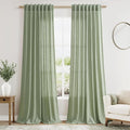 Sheer Light Sage Linen Curtains 102 Inches Long Rod Pocket Back Tab Drapes 2 by Nanspring