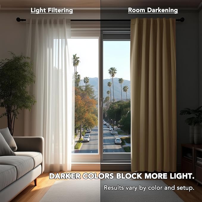 Deconovo Blackout Curtains, Thermal Insulated, W70 x L63 2 Panels, Back Tab - Image 3