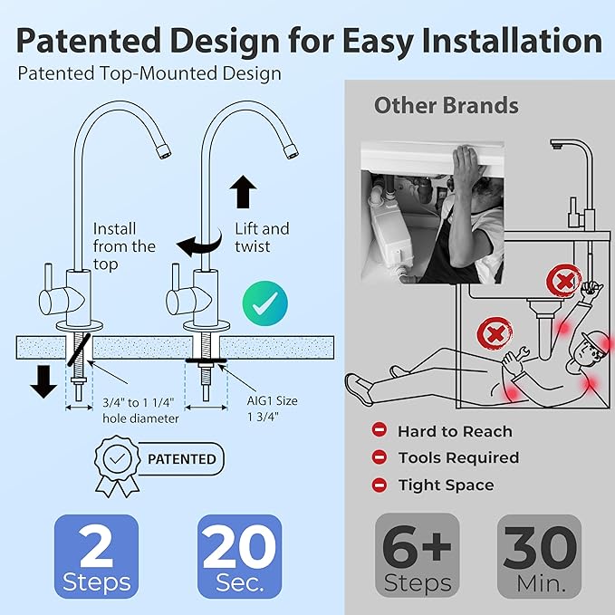 iSpring RCC7AK-BLK, NSF/ANSI 58 Certified, Alkaline 6-Stage Reverse Osmosis System with Stylish Black RO Faucet, pH+ Remineralization RO Water Filter System Under Sink