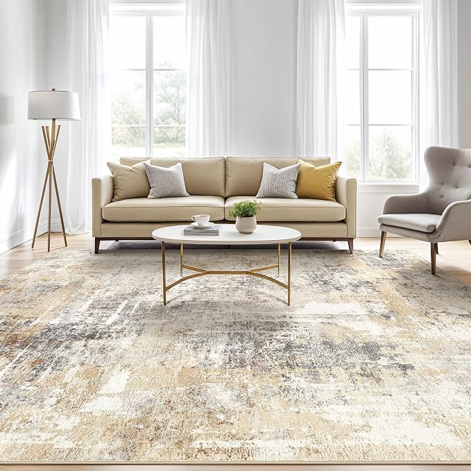 LOONGRUG Area Rug 5x7 Washable Neutral Modern Abstract Living Room Rugs | Soft - Image 5