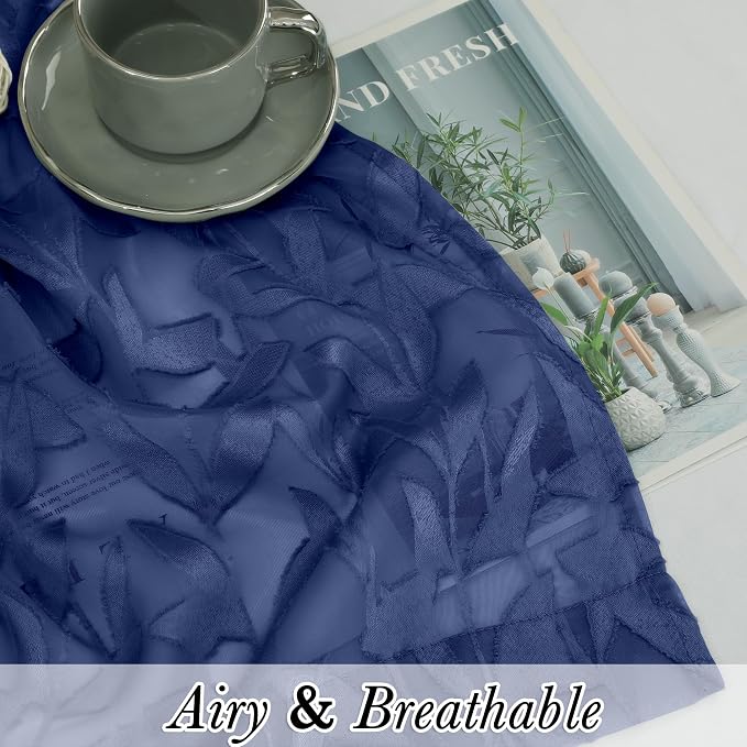 Lecloud Leia Dusty Blue Sheer Curtains 54 Inch Length 2 Panels, Balance Light & - Image 8