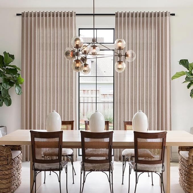 Oatmeal Linen Curtains 108 Inches Long 2 Panels Set - Image 7