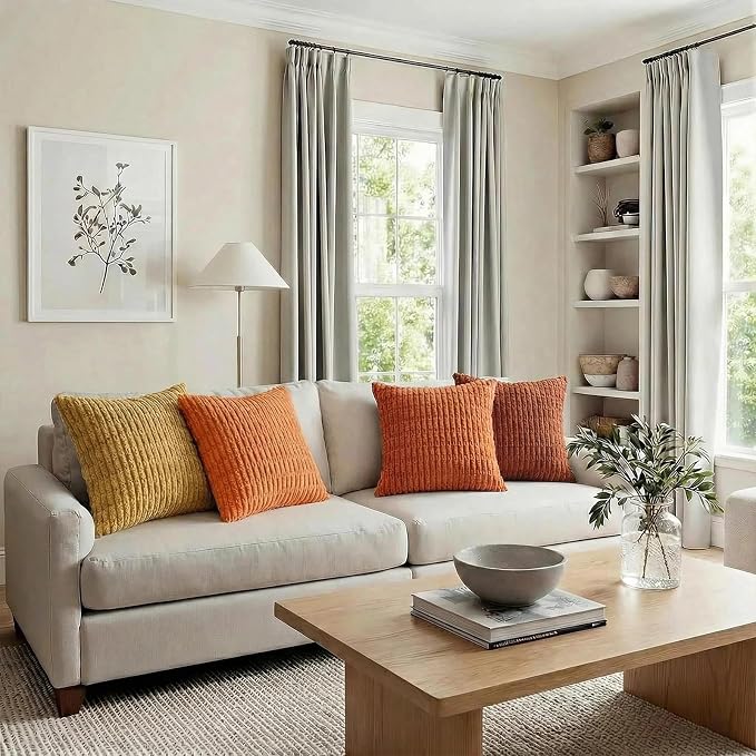 Fancy Homi Set of 4 Burnt Orange Fall Boho Decorative Throw Pillow Covers 24x24 - Image 6