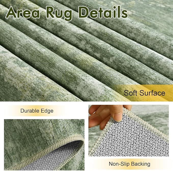 2x6 Ft Washable Runner Rug, Non-Slip Low Pile Hallway Kitchen Area Rug - Image 6