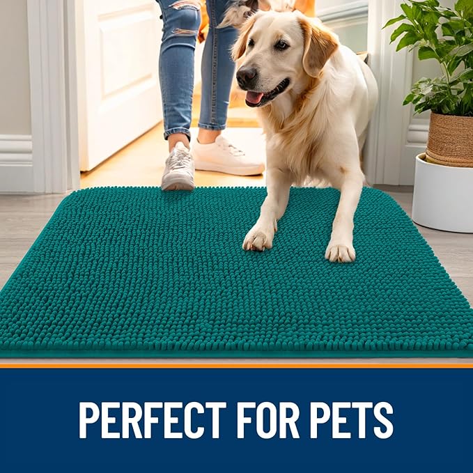 OLANLY Dog Door Mat for Muddy Paws 70x35, Super Absorbent Chenille Mud Mat | - Image 6