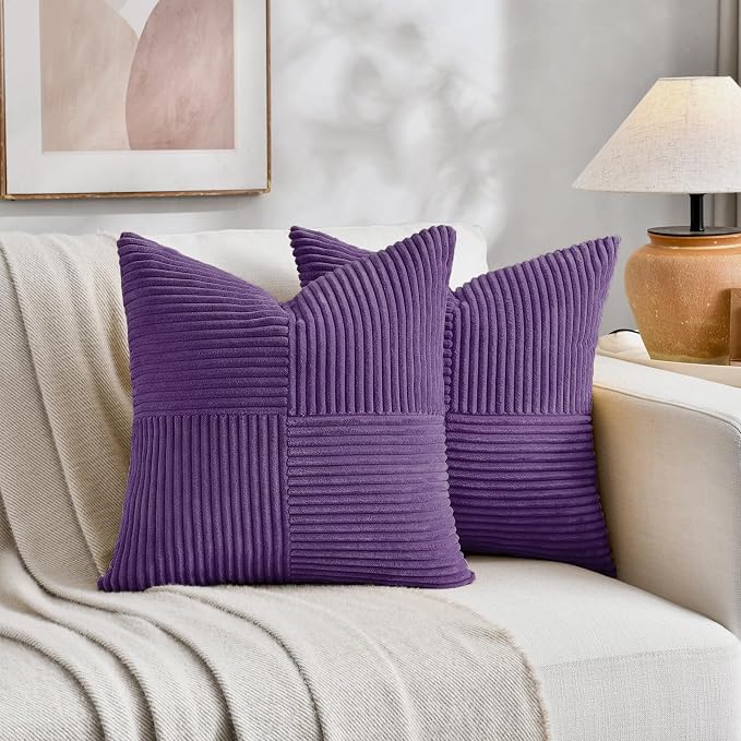 Fancy Homi 2 Packs Purple Decorative Throw Pillow Covers 18x18 Inch - Image 5