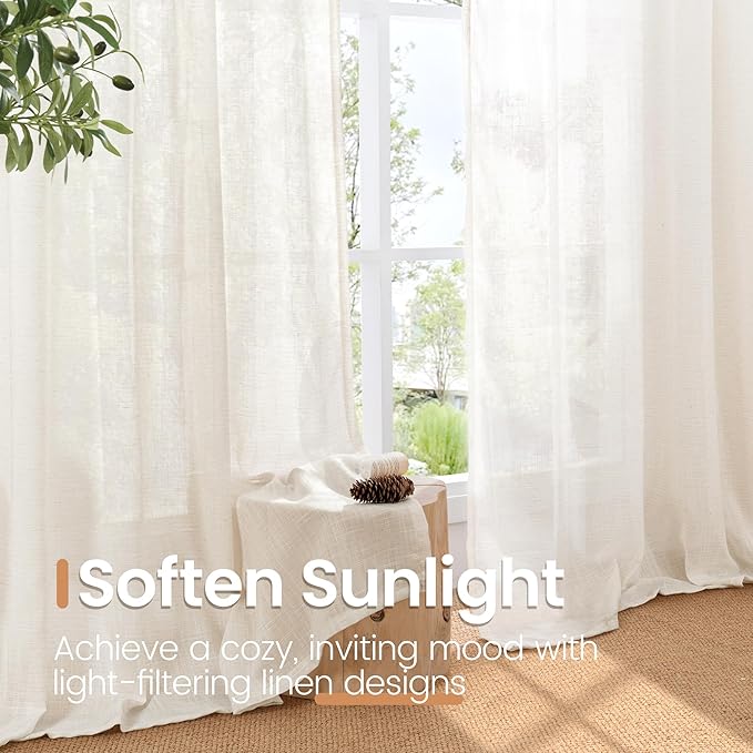 BGment Long Linen Curtains 52X102 Inch Length - Image 5