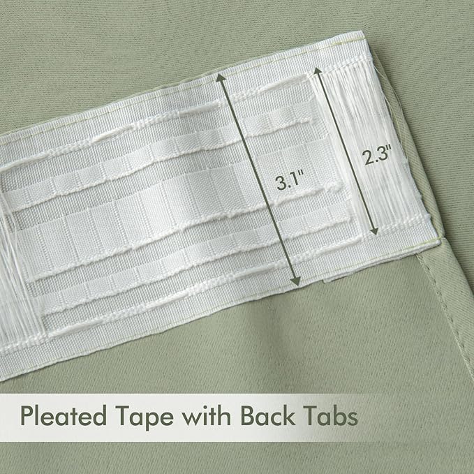 MIULEE Sage Green Back Tab Blackout Curtains 66x84 Inch Length 2 Panels Set | - Image 4