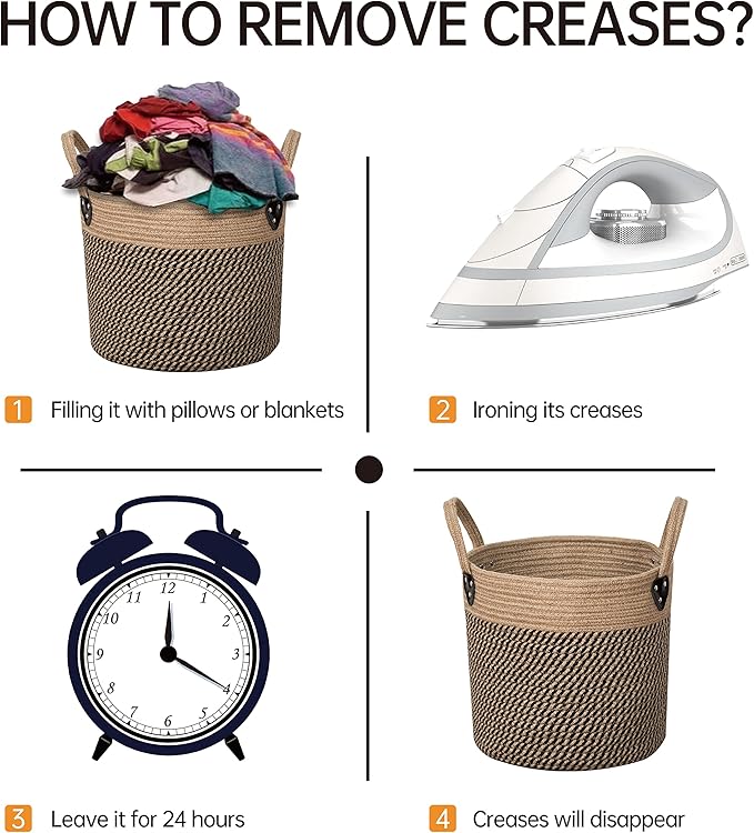 Jute Rope Basket - 10"x10" Woven Plant Pot Holder with Handles, Boho Indoor/Outdoor Planter Cover, Multifunctional Storage