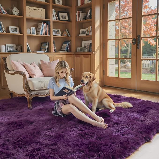Area Rugs 9x12 Living Room, Shaggy Carpet Soft Plush Furry Bedside Rug Large - Image 6