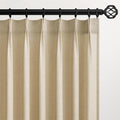 132 Inch Pinch Pleated Linen Curtains 2 Panels, Natural Beige Semi Sheer by Topfinel