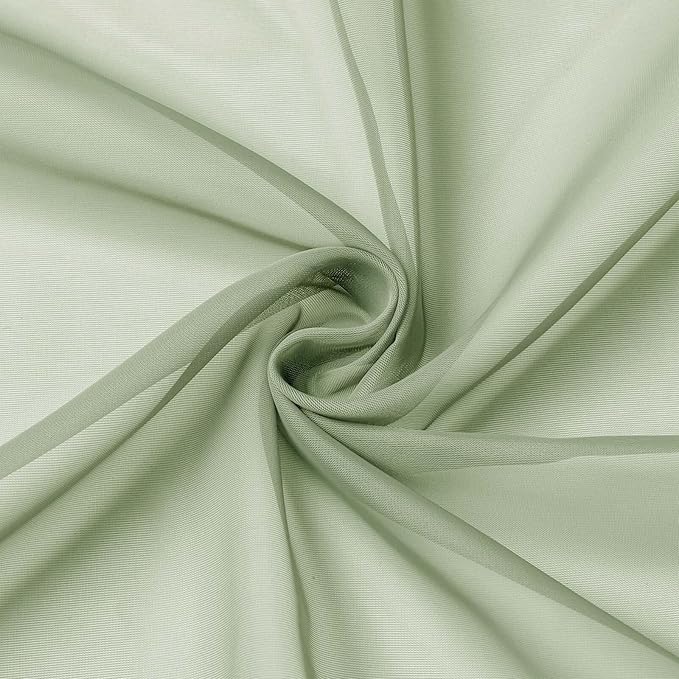 Kitchen Curtains 24 Inch Length Tier 2 Pieces, Light Green Sheer Curtain Solid - Image 9