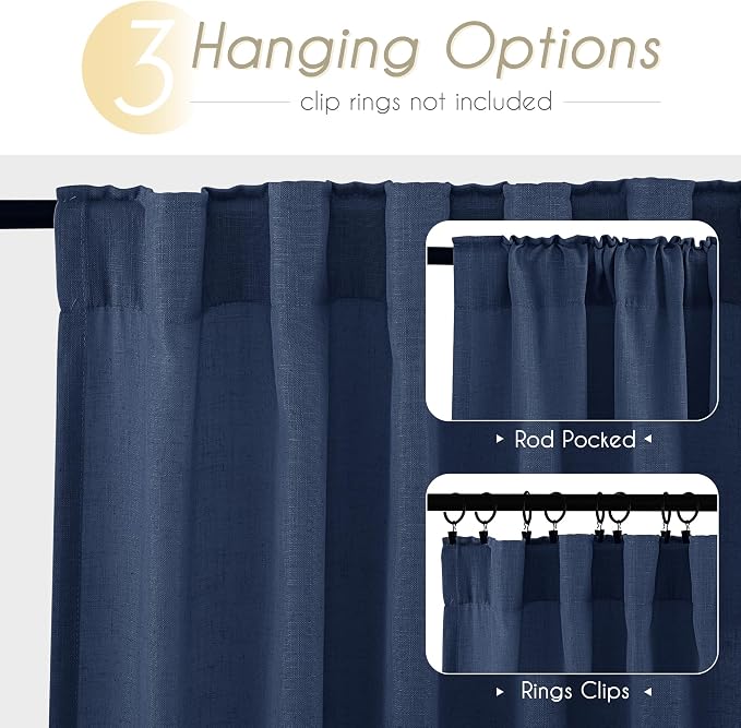 Navy Blue Curtains 102 inch Length - Image 6