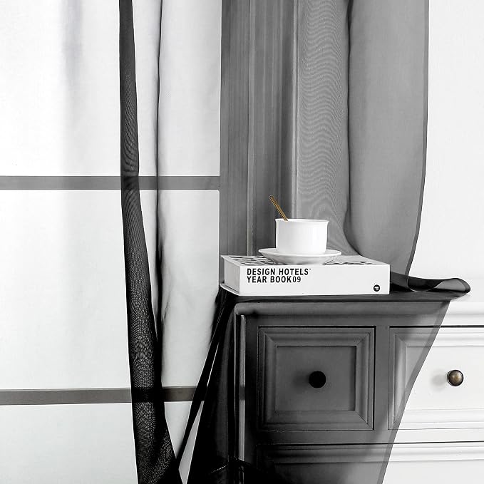 Simplebrand Black Sheer Curtains 120 Inches Long, Extra Long Rod Pocket Solid - Image 6