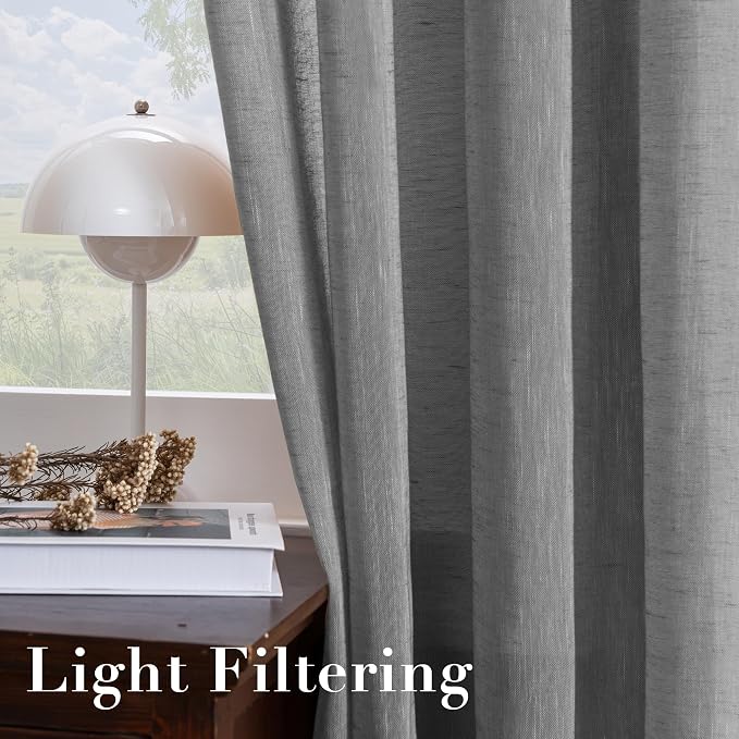 H.VERSAILTEX Linen Curtains Nickel Grommet Natural Linen Semi-Sheer Curtains 2 - Image 5