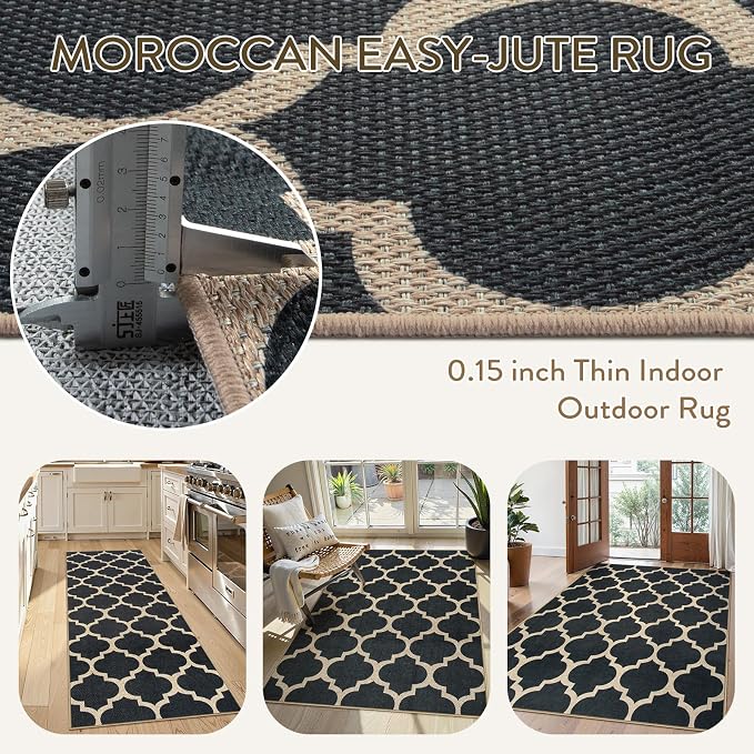 Lahome Moroccan Easy Jute Runner Rug 2x6, Geometric Trellis Woven Long Carpet - Image 5