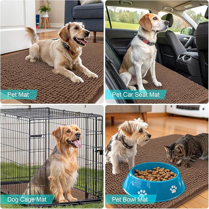 OLANLY Dog Door Mat for Muddy Paws 36x24, Super Absorbent Chenille Mud Mat | - Image 7