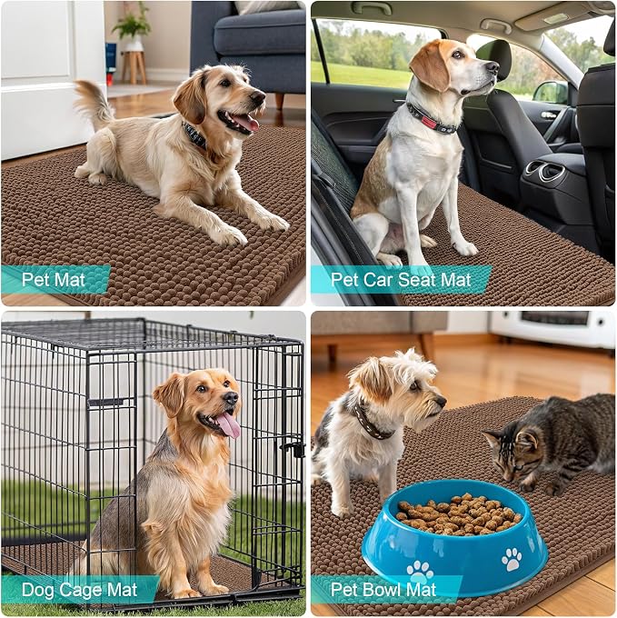 OLANLY Dog Door Mat for Muddy Paws 59x24, Super Absorbent Chenille Mud Mat | - Image 7