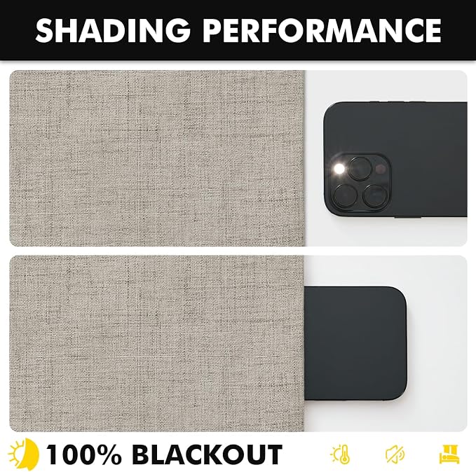 MIULEE 100% Blackout Linen Curtains 42 x 63 Inch Pebble Taupe 2 Panels | - Image 7
