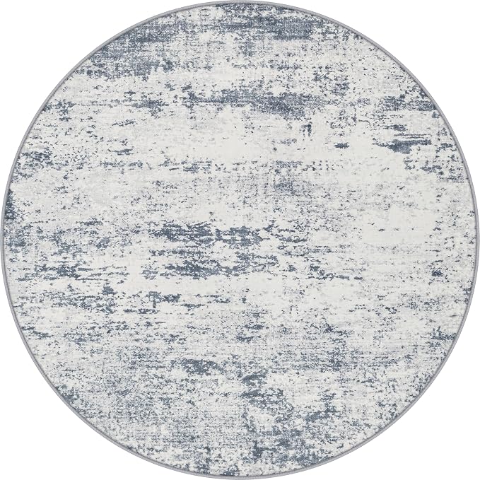 Round Area Rug Living Room: 4 ft Modern Washable Indoor Carpet | by FXRHLP