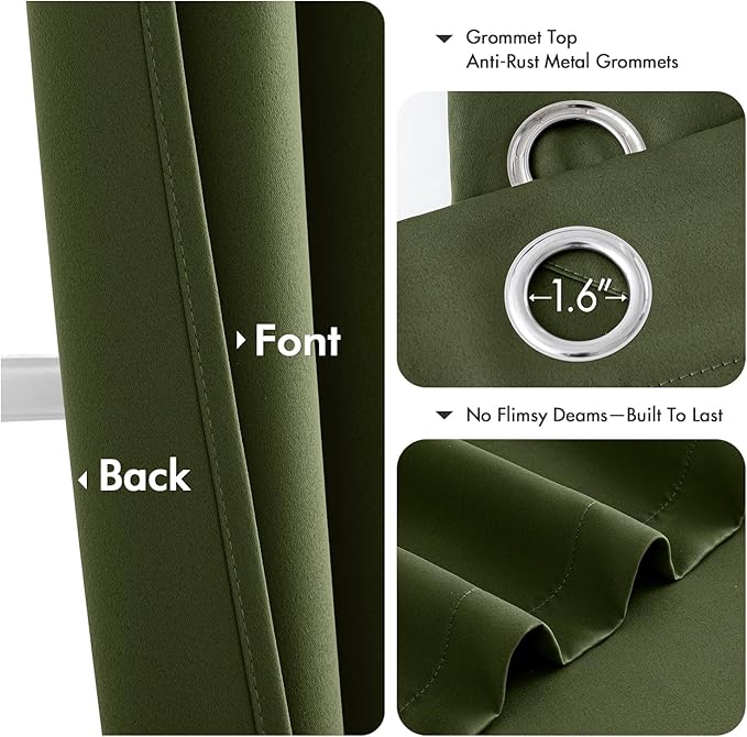 MIULEE Blackout Curtains for Bedroom 2 Panels 40 x 36 Inch Long Olive Green | - Image 5