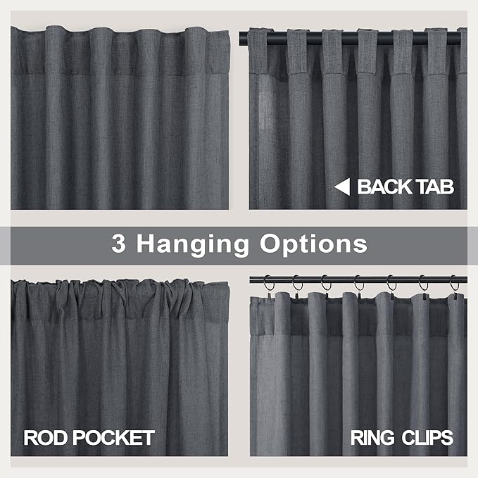 Dark Grey Curtains 84 Inch Length 2 Panels Set - Image 4