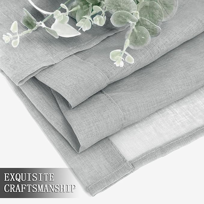 Tollpiz Short Sheer Curtain Linen Textured Bedroom Curtains Sheer Light - Image 7